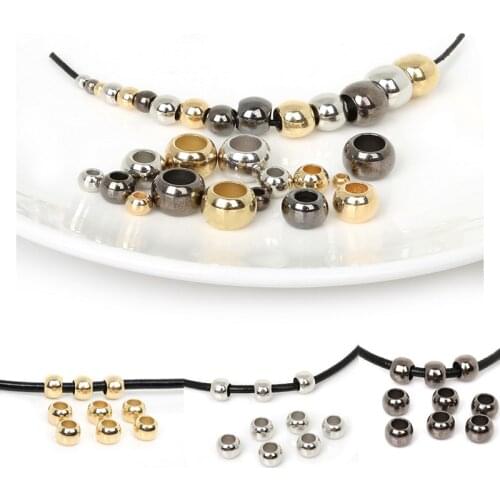 30-300pcs/lot CCB Acrylic Bail Beads Gold Silver Color Big Hole Spacer Beads 4/6/8/10/12mm For Jewelry Making Fit DIY Bracelet