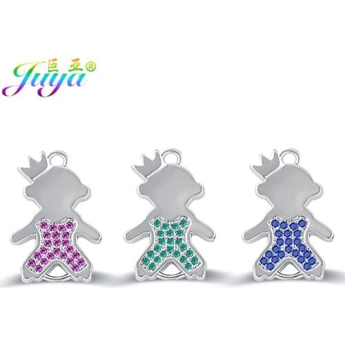 Juya Gold/Rose Gold Crown Boys Girls Charm Connector Accessories For Women Needlework Jewelry Bracelets Earrings DIY Making