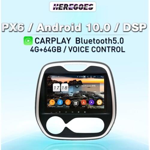 Carplay 9" PX6 Android 10.0 Car Multimedia Player For Renault Captur Kaptur 2011 - 2019 4G LTE 4G+128GB BT Navigation GPS Radio