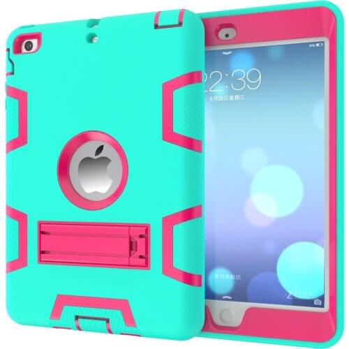 Coque Case for iPad Mini 3 2 1 Heavy Duty Plastic+Rubber Armor Cover Case for iPad Mini 1 2 3 Hybrid 3 in 1 with Stand Holder #S