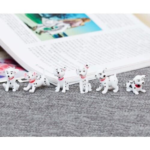 6 Pcs/set cute cartoon Spotty dog action figure toys lovely mini decoration PVC animal dogs model toys