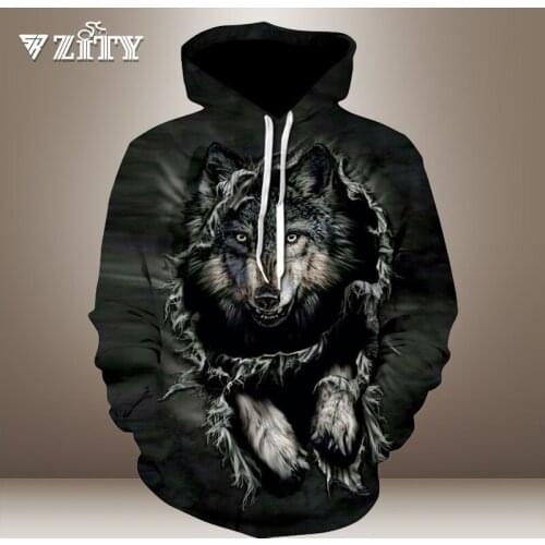 Luminous Wolf Digital 3d Printing Childrens Long-sleeved Hooded Sweater Childrens Sports Baseball Uniform Spring and Autumn