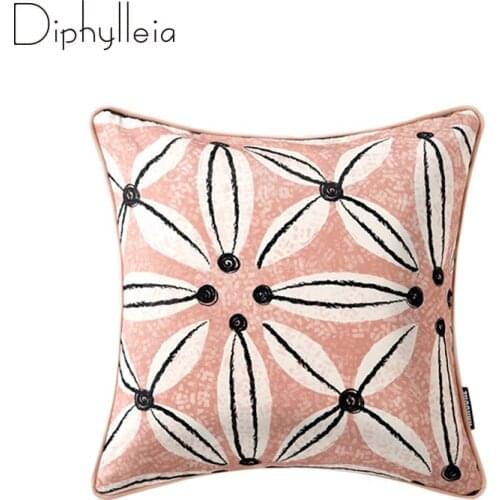 Diphylleia Pink Cushion Cover Mandala Flowers Inspiration High Grade Organic Cotton Throw Pillow Case Sofa Living Room Office