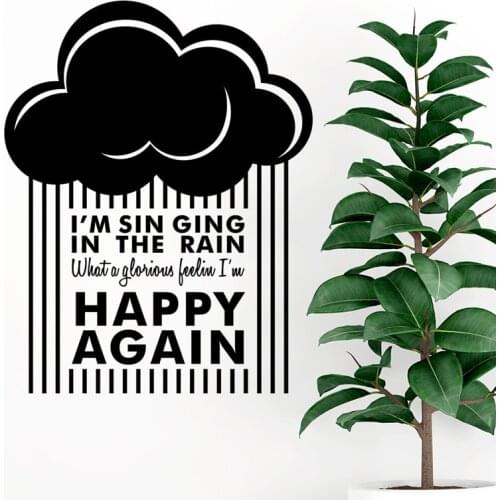 Creative Rain cloud Wall Sticker for kids rooms bedroom background decorations home wallpaper Mural happy Art letters stickers