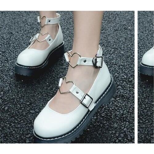 LoveLive Student Shoes College Girl Student LOLITA Shoes JK Uniform Shoes PU Leather Heart-shaped Shoes A508