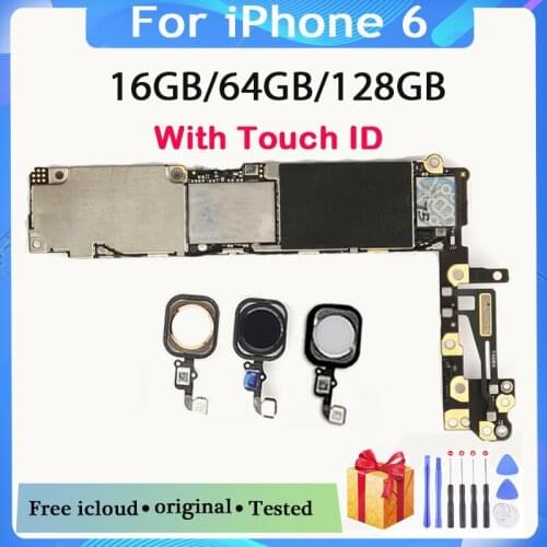 Black White Gold,For iphone 6 4.7 inch Motherboard with Touch ID,Original unlocked for iphone 6 Mainboard+Chips,Free iCloud