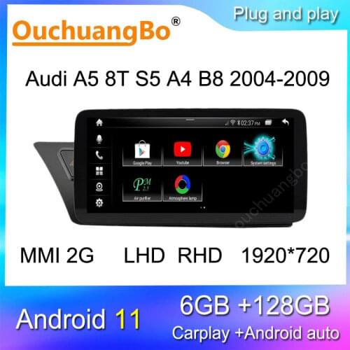 Ouchuangbo android 10 car radio gps multimedia player for 10.25 inch A5 A4L A4 2004-2008 2009 MMI 2G stereo head unit RHD