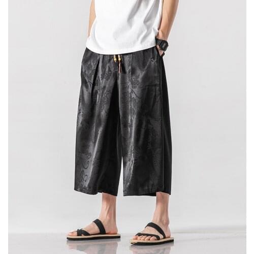 Men Causal Baggy Pants 2021 Men Chinese Style Draped Harem Pants Mens Traditional Wide Leg Pants Male Calf-Length Pants M-5XL