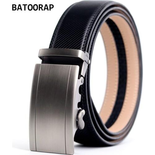 Mens Belt Leather Alloy Gray Auto Buckle Luxury Casual Trouser Belts Ratchet Black Waist Strap Male 3.5CM Width Fashion Belt