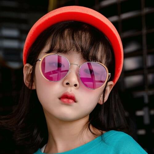 2020 New Kids Round Sunglasses Metal Frame Anti-UV Sun Glasses for Boys Girls Pink Blue Eyewear Children Oculos UV400 Gift