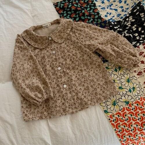 New 2021 Autumn Baby Girls Floral Printed Blouses Korean Style Toddlers Kids Clothes Long Sleeve Tops Children Casual Shirts