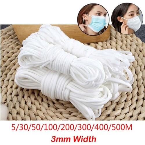 New Mask Accessories DIY Mask Making Ear Hanging Rope Elastic Rope Household Quilt Single Cuff Braid Length 500M Width 3mm