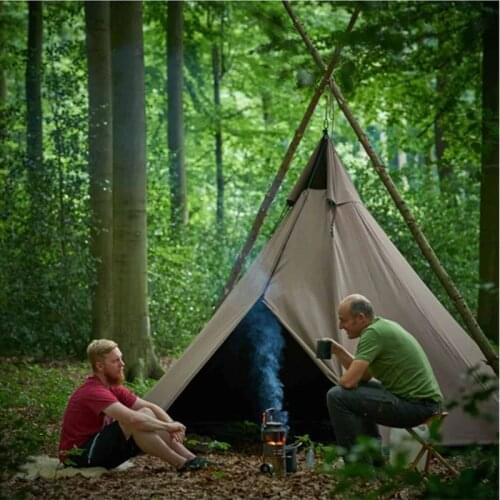 Pyramid tent with a chimney hole/A6 L size tower smoke window tent Park survival single layer Indian tent Field survival tent
