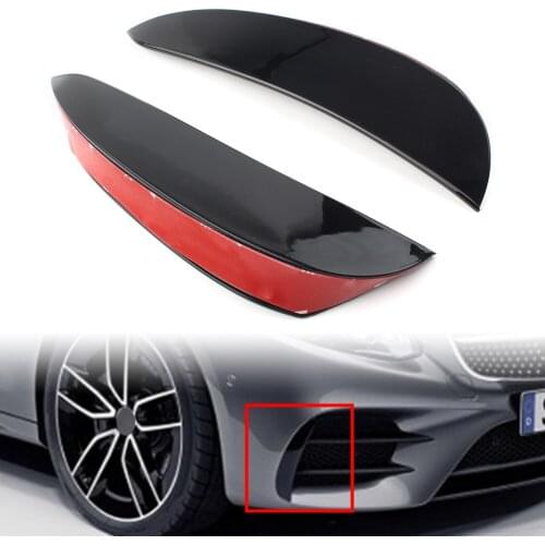 Glossy Black ABS Car Front Bumper Canards Vent Trim For Mercedes Benz W213 E-Class E43 E53 E63 AMG 2016 2017 2018 2019 2020