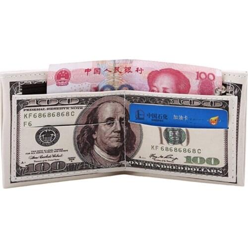 Hot Dollar Pattern Mens Wallet PU Leather Zipper Small Mini Gentleman Purse Fashion Design Short Coin Purses Holders