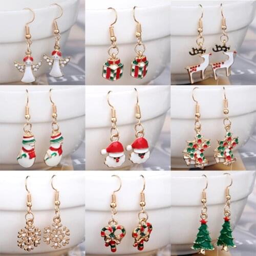 XEDZ New Christmas earrings pendant Christmas tree snowflake antelope Santa Claus boots earrings jewelry accessories