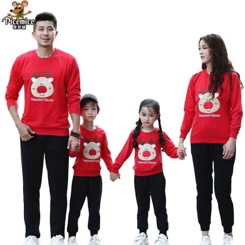 2020 New Year Family Clothing Christmas Deer Family Look Mother Daughter Father Son Cotton Boys Shirt Family Matching Outfits