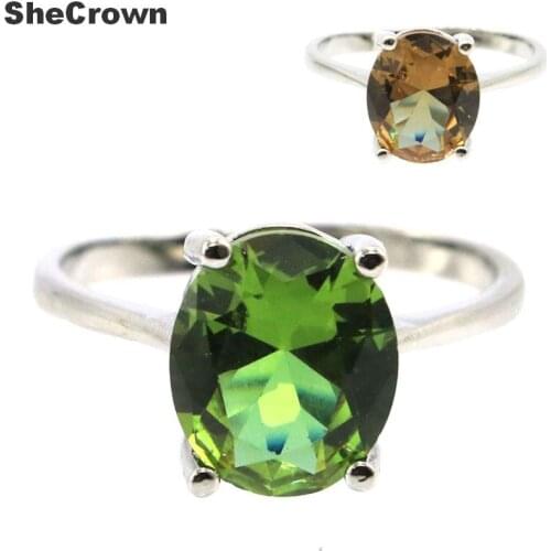 12x10mm SheCrown Hot Sell Color Changing Spinel Zultanite Alexandrite & Topaz Gift 925 Silver Rings