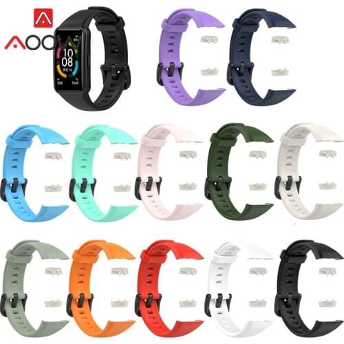 Silicone Sport Strap for Huawei Honor Band 6 Fitness Smart Wristband Waterproof Soft TPU Replacement Watch Band Belt ARG-B19