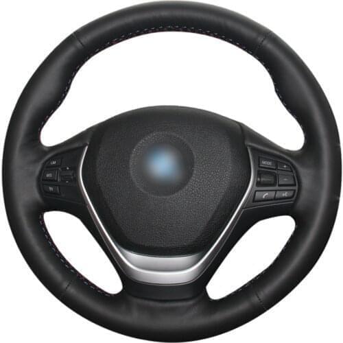 Hand-stitched Black PU Faux Leather Car Steering Wheel Cover for BMW F20 F21 F22 F23 F30 F31 F34 F32 F33 F36 2014-2019