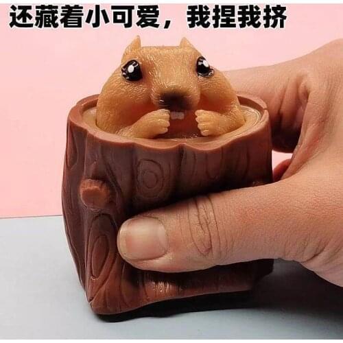 Squishy Antistress Stump Squirrel Soft Cute TPR Squeeze Toys Antistress Kawaii Funny Tricky toy for Adults Children Xmas gifts