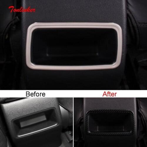 Tonlinker Interior Car Rear Armrest Storage Water Cover Sticker for Toyota Corolla 2019-20 Car Styling 1 PCS Metal Cover Sticker