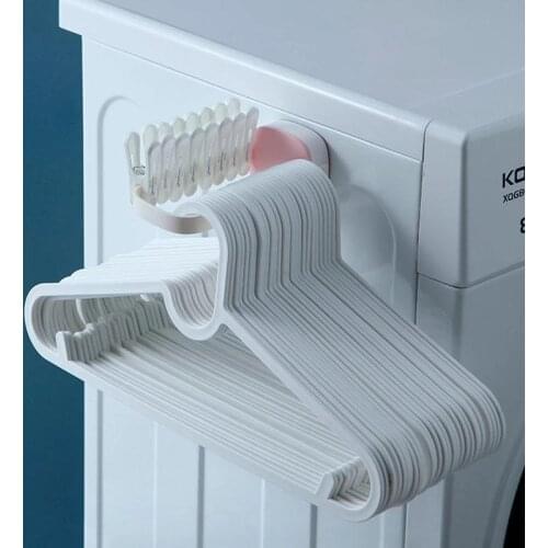 Clothes Hanger Storage Shelf Plastic Free Punch Saving Wall Clip Hangers Storage Racks Home Organizer Accessories