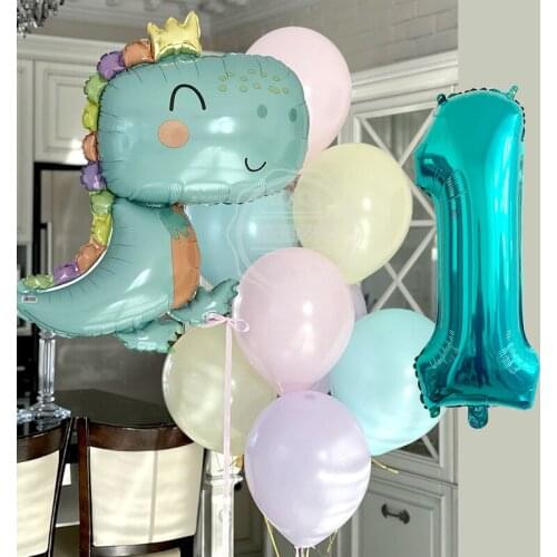6pcs Large Dinosaur Foil Balloons Happy Birthday Party Decorations Inflatable Number Aluminum Balloon boy Kids Toy animal globos