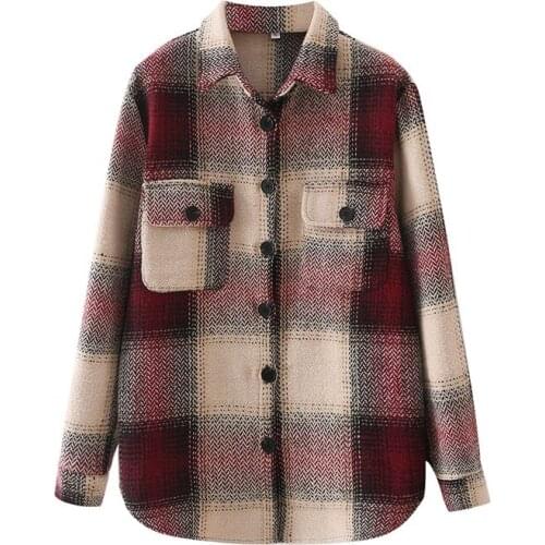 Nice Casual Women Turn-down Collar Jacket New Spring-autumn Fashion Ladies High Street Coat Female Plaid Shirt Jacket Top