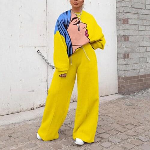 2021 New Spring Autumn Fashion 2 Pieces Sets Women Clothes Pullovers Blouse & Long Pants Loose Fashion High Street Wear Sets Hot