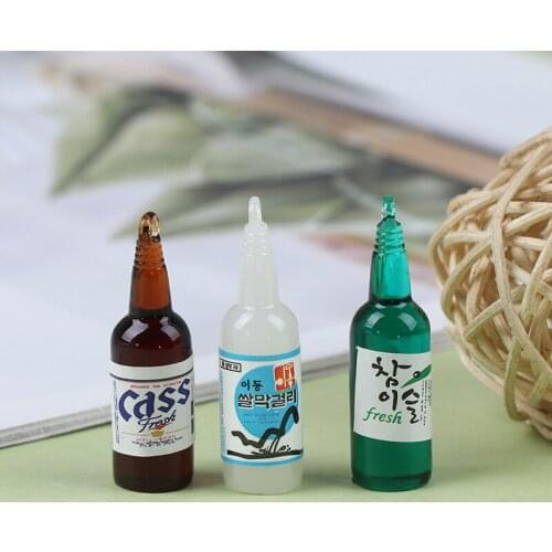 5pcs Cute Dollhouse Miniature Simulation Beer Bottles Pretend Toys Kitchen Toy 1.2*4cm