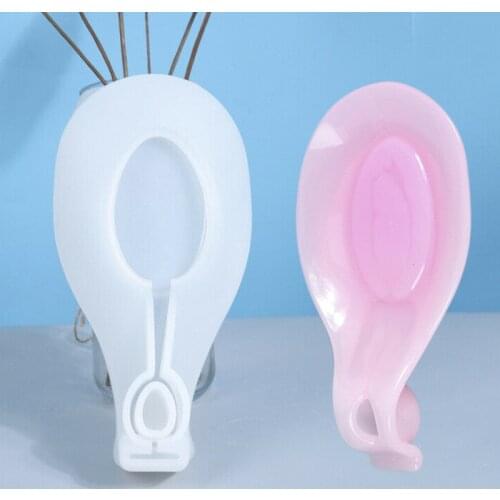 1Pc New Durable Resin Epoxy Mold Spoon Shape Tray Coaster Mold Silicone Mold Family DIY Children Tableware
