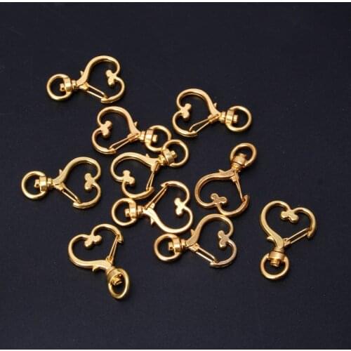 10Pcs Metal Swivel Lobster Clasp Snap Hook Heart Shape Keychain Jewelry Findings 85LB