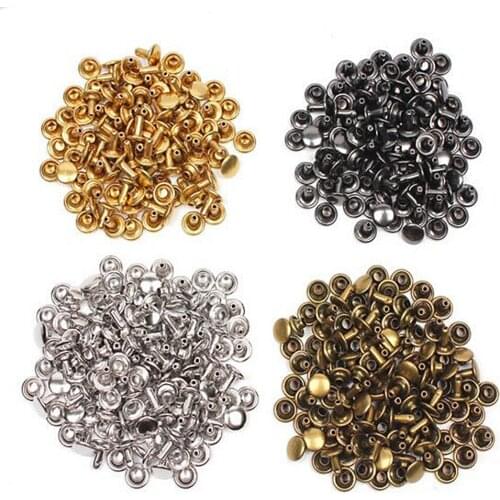 100 Sets Bulk Leather Rivets Double Cap Rivet Tubular Metal Studs with Tools Set for DIY Leather Craft Punk Jewerly Findings
