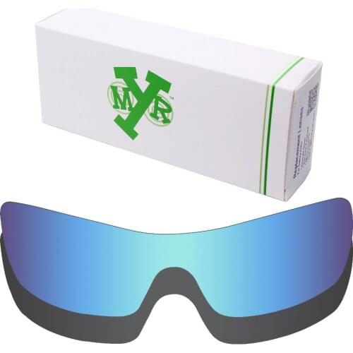 2 Pieces Mryok Anti-Scratch POLARIZED Replacement Lenses for-Oakley Batwolf Sunglasses Lens Stealth Black & Ice Blue