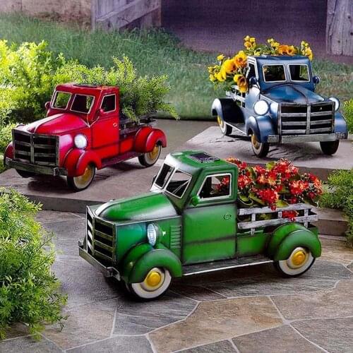 2021 Flower Pot Decorative Anti-deform Resin Pot Truck Planter Garden Ornament for Home Decoration Outdoor Yard Crafts