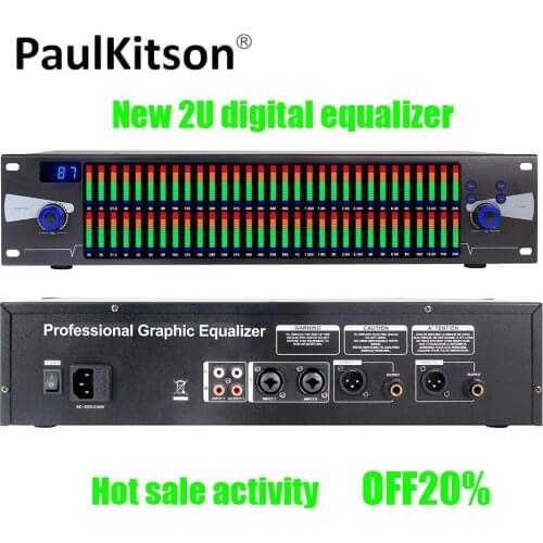 Paulkitson NEW 2U Dual 31 Bands Audio Digital Equalizador DSP Profesional Sound System Stage Home Karaoke Musical Instrument