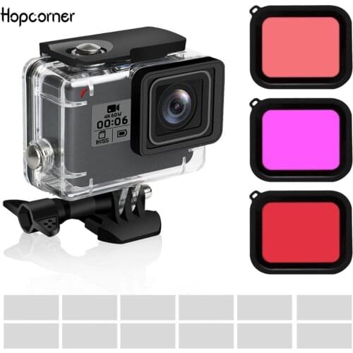 60m Waterproof Housing Case for GoPro Hero7/6/5 Accessories with 3 Packs Filter Kits Underwater Diving Snorkeling Sea Adventure