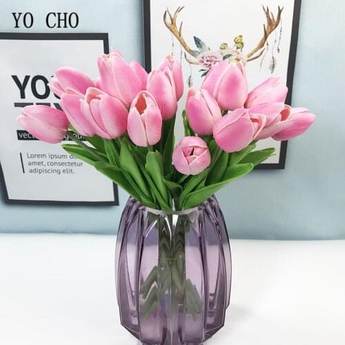 9 Pcs/Lot Artificial Tulip Flowers Bouquet PU Small Tulip Flores for Wedding Table Wall Home Room Desk Decor Imitation Flowers