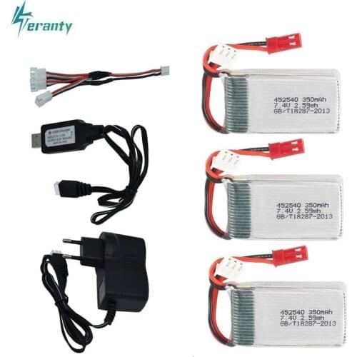 7.4v 350mah 35C Lipo Battery for MJX X401H X402 JXD 515 515W 515V Battery + USB Charger RC Mini FPV Drone Quadcopter Helicopters