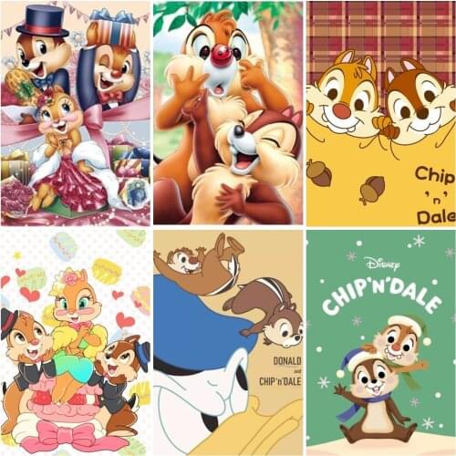 5D DIY Diamond Painting Disney Cartoon Chip 'n' Dale Animal Squirrel Diamond Mosaic Embroidery Cross Stitch Art Home Decor Gift