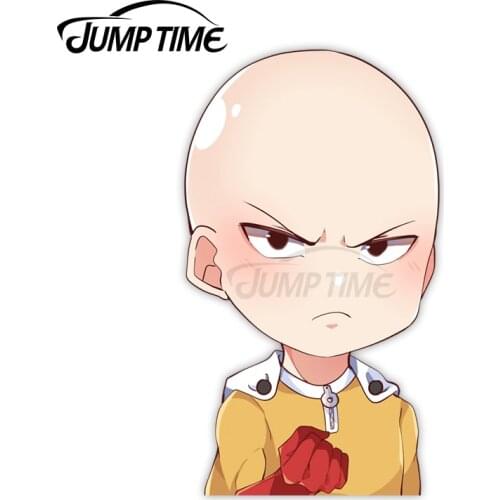 Jump Time 13 x 8.8cm Car Decor Saitama Cartoon Avatar Car Stickers Wiper Peeker Refrigerator Waterproof Vinyl Decoration