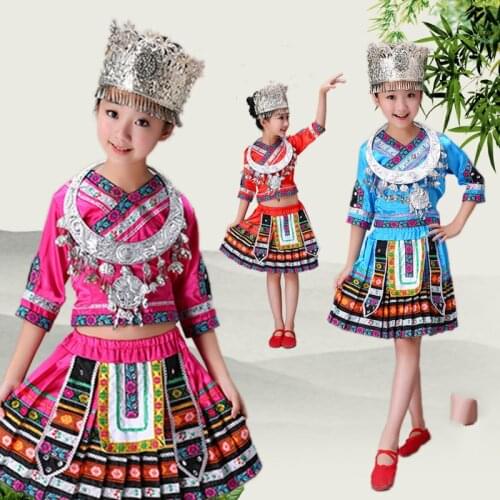 Free Shipping New Hot Sale 2pcs Ancient Traditional Red Rose Red Blue Chinese Miao Clothing / Hmong Clothes