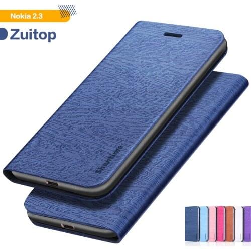 Wood grain PU Leather Phone Case For Nokia 2.3 Flip Case For Nokia 2.3 Business Wallet Case Soft Silicone Back Cover