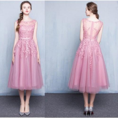 Affordable Simple pink Knee length Short Summer Bridesmaid dresses,Junior bridesmaid dress,cheap Bridal wedding party dress 9598