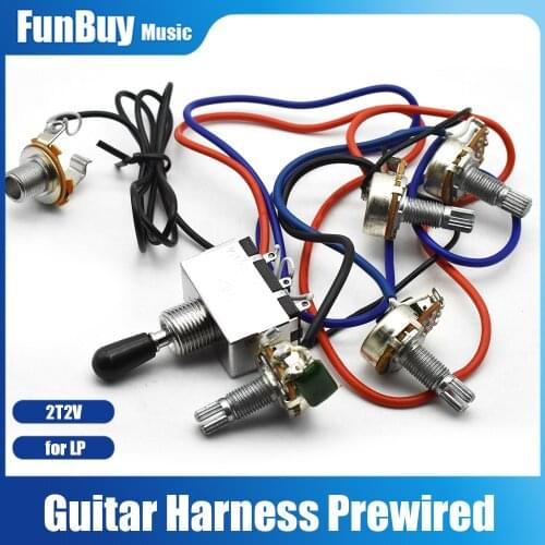 Electric Guitarra Wiring Harness Prewired 2v2t 3 way Toggle Switch Jack 500k Pots for Gibs Replacement LP Electric Guitar 2V/2T