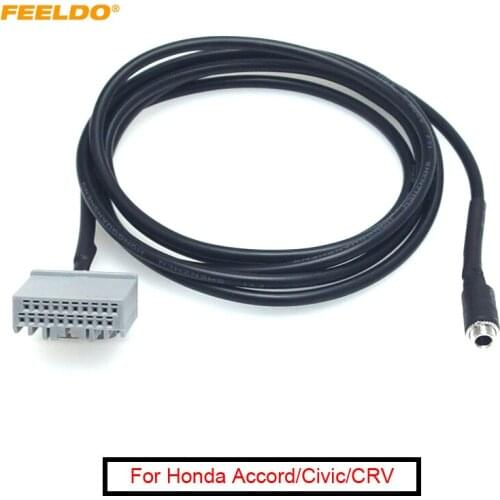 FEELDO 1PC Car Audio 3.5mm Female Plug AUX Wire For Honda CRV Civic Accord AUX In Input Interface Adapter Cable #FD6052