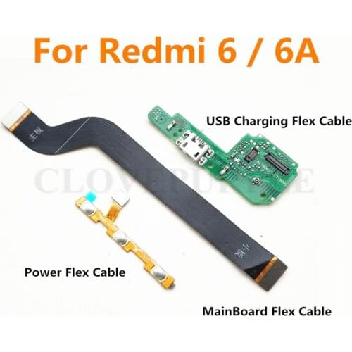 Power Volume & USB Charging Board Flex Cable & Motherboard MainBoard Connections Line Flex Cable For Xiaomi Redmi 6 6A