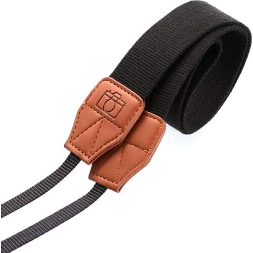 Cotton Leather Camera Shoulder Neck Belt Polyester Strap Black For Olympus Canon Nikon