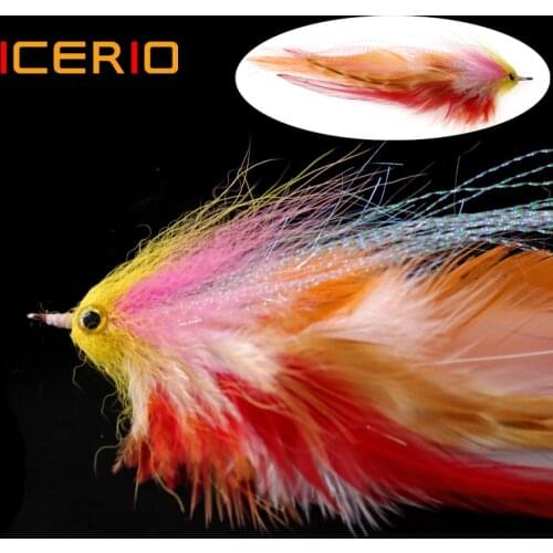 ICERIO Saltwater Fishing Salmon Pike Streamer Muskie Fly Sea Trout Fishing Fly Lures 1/0